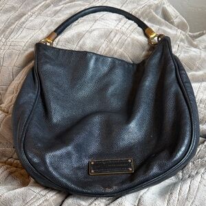 Marc by Marc Jacobs Hobo Black Pebbled Leather Shoulder Bag Gold Hardware